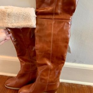 NWT - Mango - leather high-leg boots